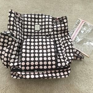 Kalencom Backpack Heavenly Polka Dots Chocolate Brown Pink Girls Diaper Bag Pack